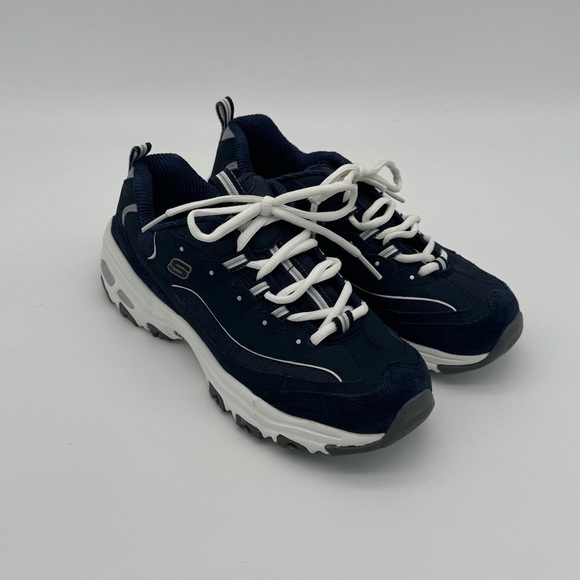 Skechers D’Lites Me Time Comfort Athletic Sneakers 11936 Navy White Womens 7.5 - Picture 2 of 11